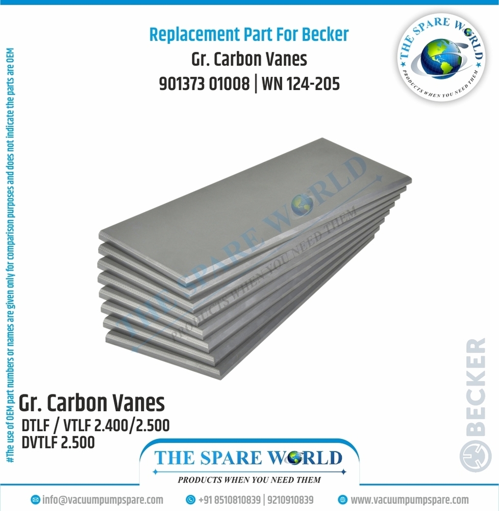 Vane Set For Becker Vacuum Pumps - EK-60 Graphite 100x40x4 mm Grey Color 8 Vanes/Set