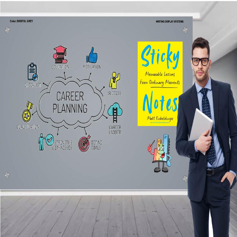 MAGNETIC GLASS WRITING BOARD BRISTOL GREY