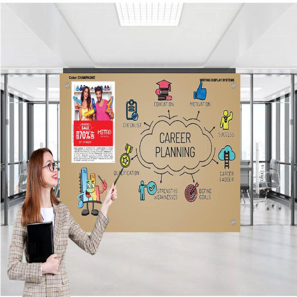 MAGNETIC GLASS WRITING BOARD CHAM PAGNE