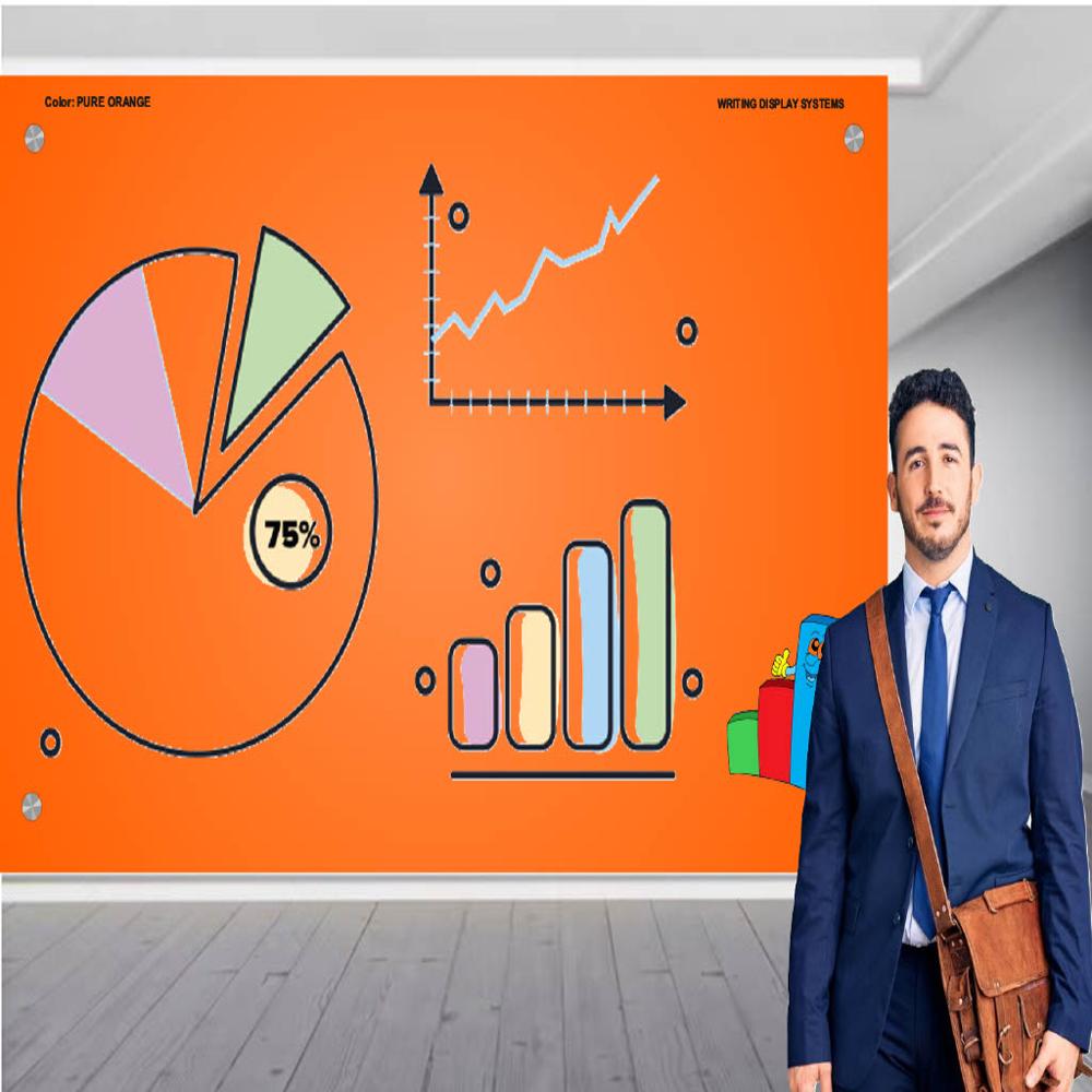 MAGNETIC GLASS WRITING BOARD PURE ORANGE