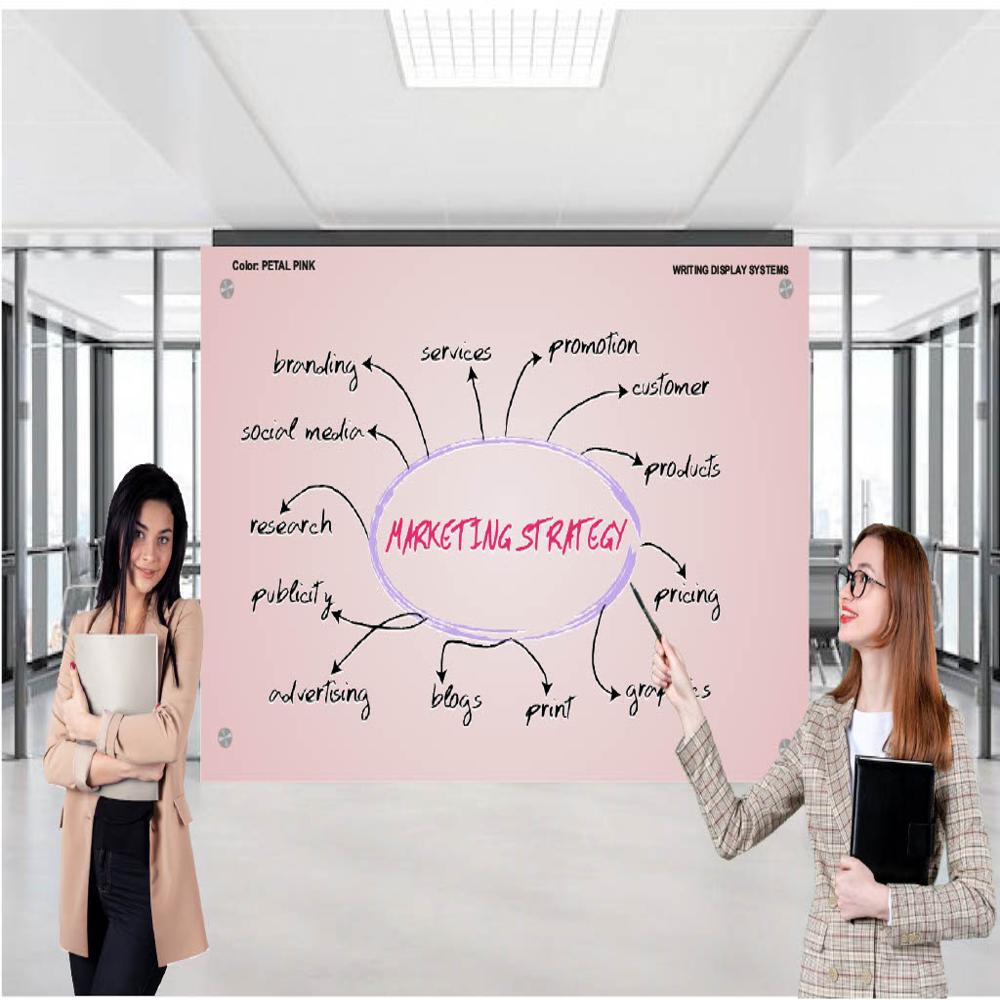 MAGNETIC GLASS WRITING BOARD PETAL PINK