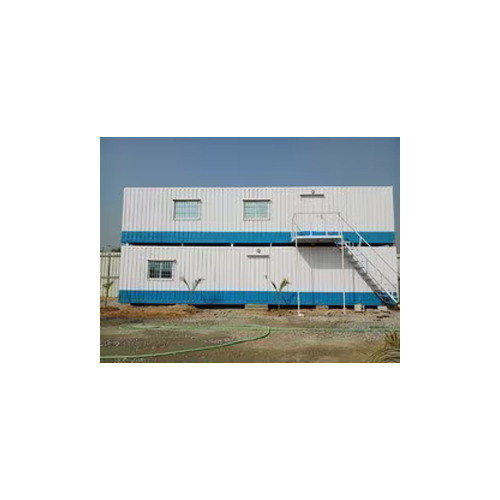 Double Decker Prefabricated Office Cabin - Color: White And Blue