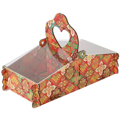 2 Partition Mdf Acrylic Top Hamper Tray With Handle - Color: Different Available