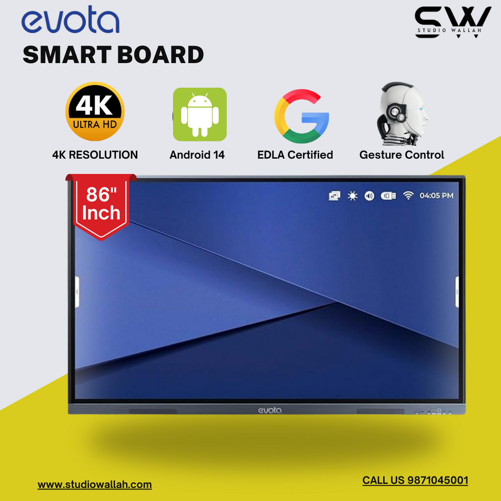 Evota Android 14 Google Edla-certified Interactive Flat Panel 86 Inch - Color: Black