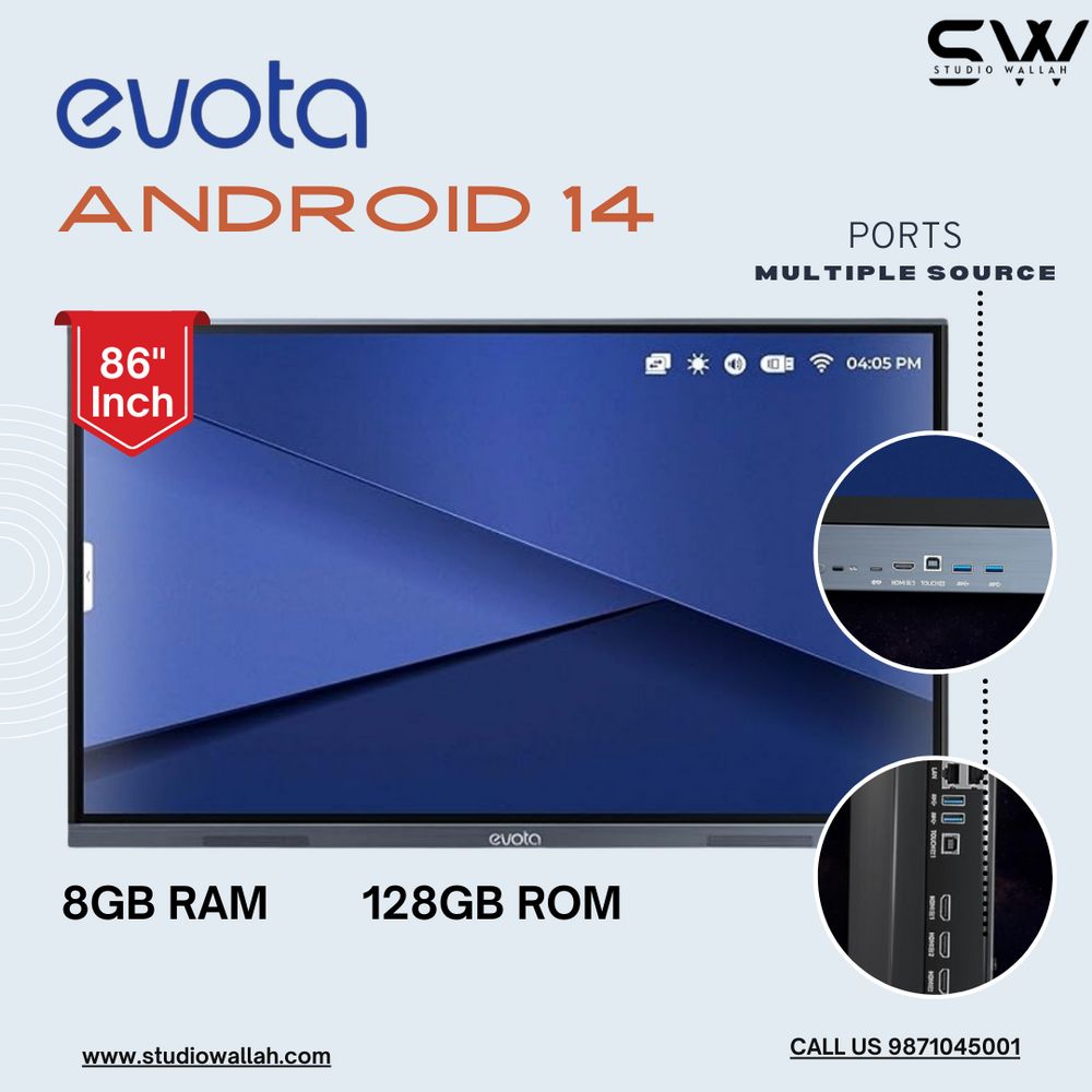 Evota Android 14 Google Edla-certified Interactive Flat Panel 86 Inch - Color: Black