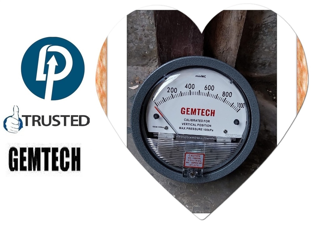 Gemtech ! Differential Pressure Gauge Supplier From Village Dharni Ghazipur Uttar Pradesh - Mira Bhayandar Maharashtra - Accuracy: A 2% Of Full Span At 70(21(a 3% On -0