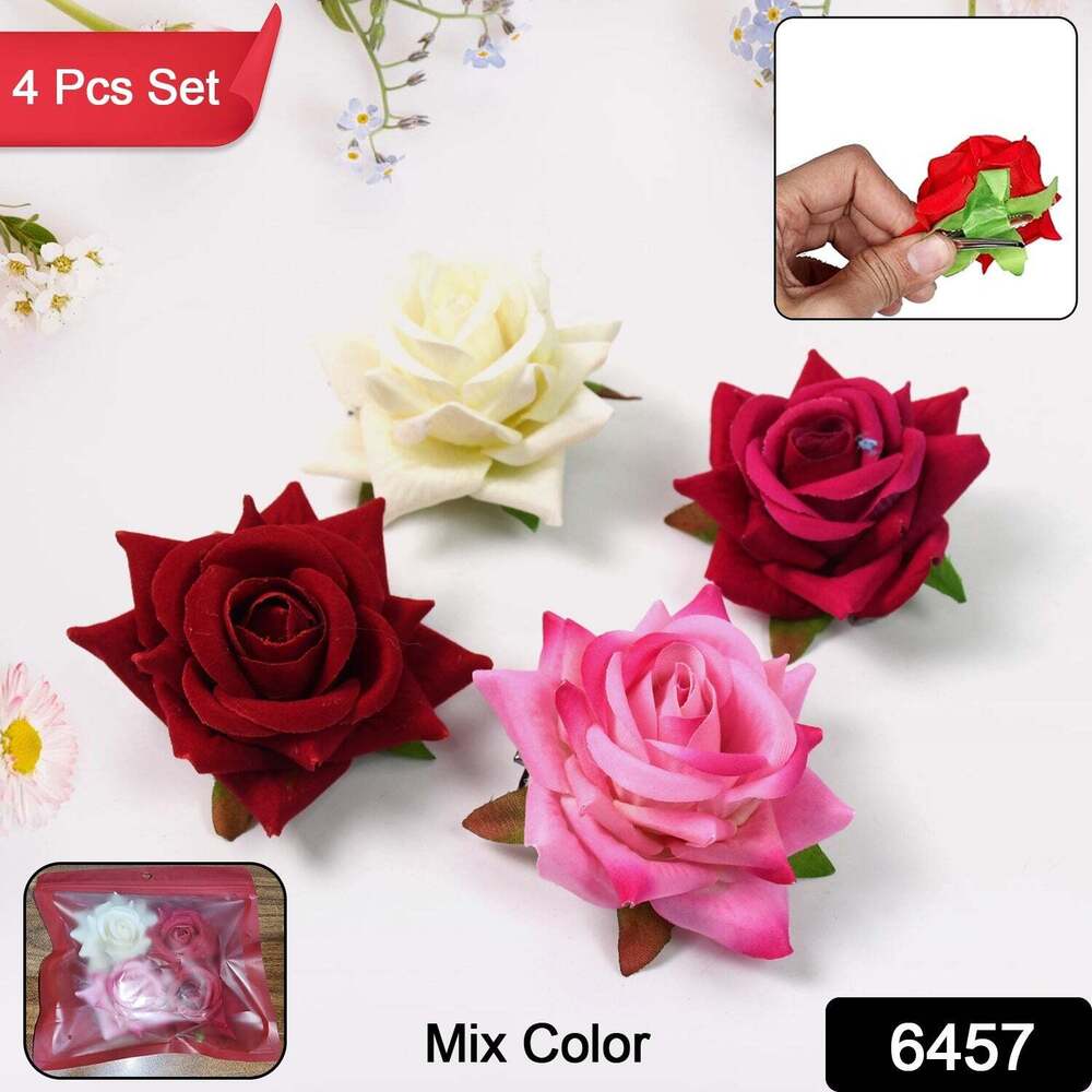 Colourful Flowing Flower Hair Pins - Color: Red & Pink