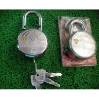 68 Mm Double Locking Push Lock - Iron Material, Round Shape, Polished Silver Finish | Includes 4 Keys, 500 Grams Weight, Maximum Security For Doors