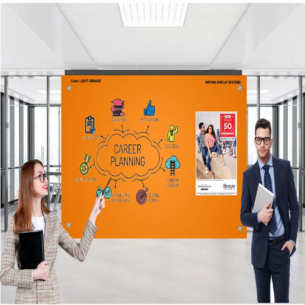 MAGNETIC GLASS WRITING BOARD LIGHT ORANGE