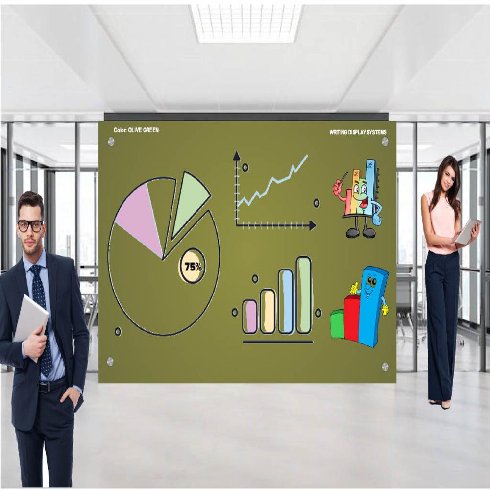 MAGNETIC GLASS WRITING BOARD OLIVE GREEN
