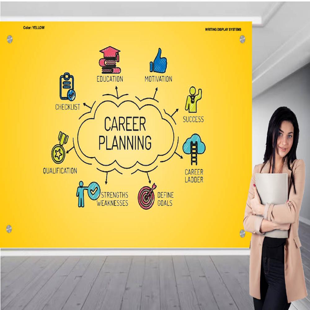 MAGNETIC GLASS WRITING BOARD YELLOW