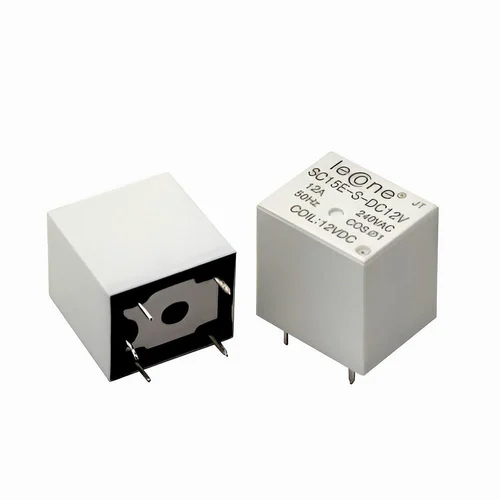 12A SC15E Leone PCB Power Relay - 5-48 Volt Voltage Range, White Color, General Purpose Terminal Type | Industrial Power Relay with 6-12 Month Warranty