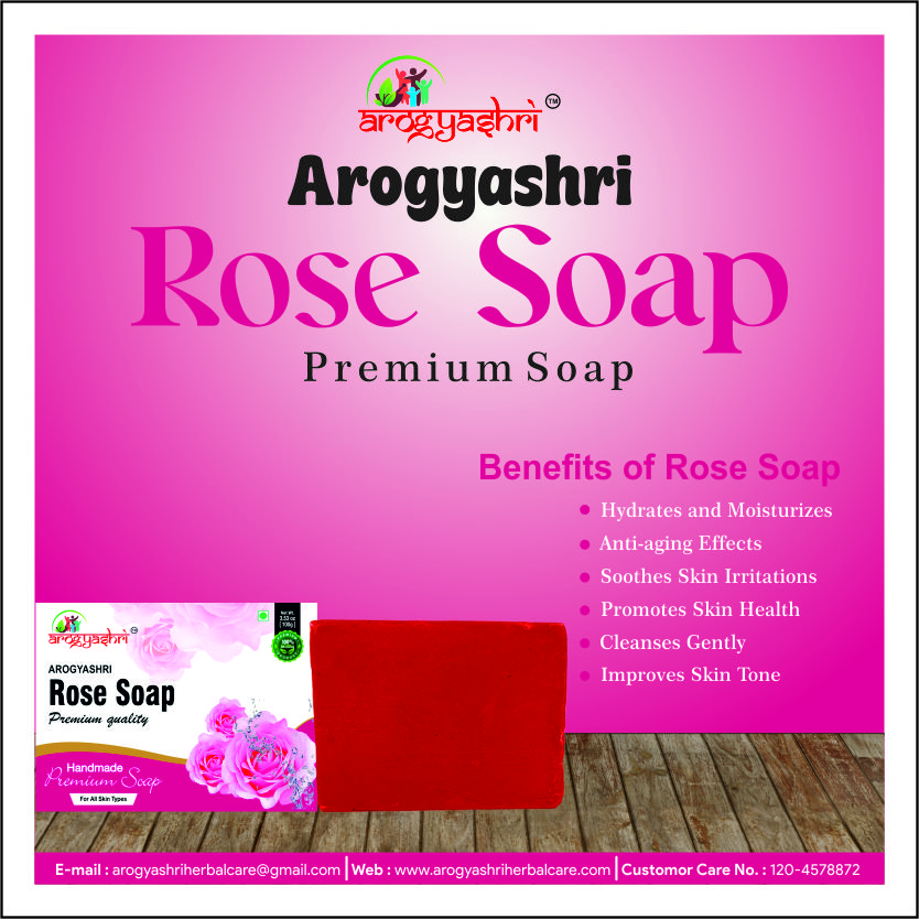 Arogya Rose Soap - 100gm, Deeply Hydrating And Moisturizing Formula | 99% Moisture Content, Leaves Skin Soft And Nourished