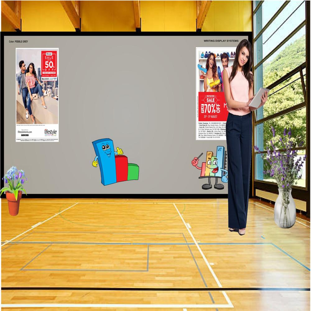 Magnetic Glass Writing Board - Glass Material, Standard Size, Pebble Grey Color | Durable Quality, Industrial Application, Ideal for Promotion & Information