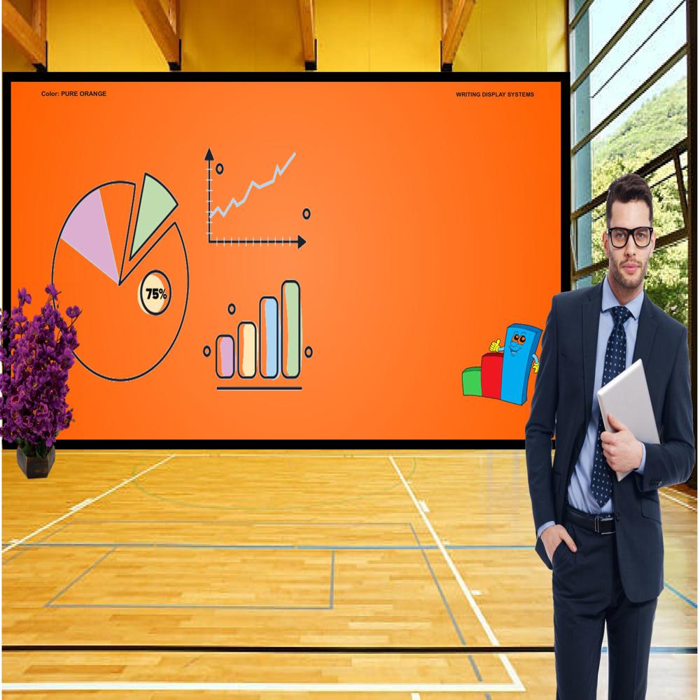 MAGNETIC GLASS WRITING BOARD PURE ORANGE WITH BLACK FRAME