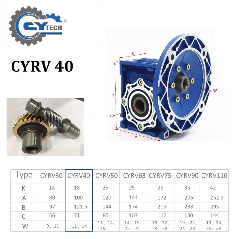 CHENYUE NMRV040 CY Series Worm Gearbox Worm Gear Reducer  Input 14/11/9mm, Output 18mm, Speed Ratio 5:1 to 100:1, Free Maintenance