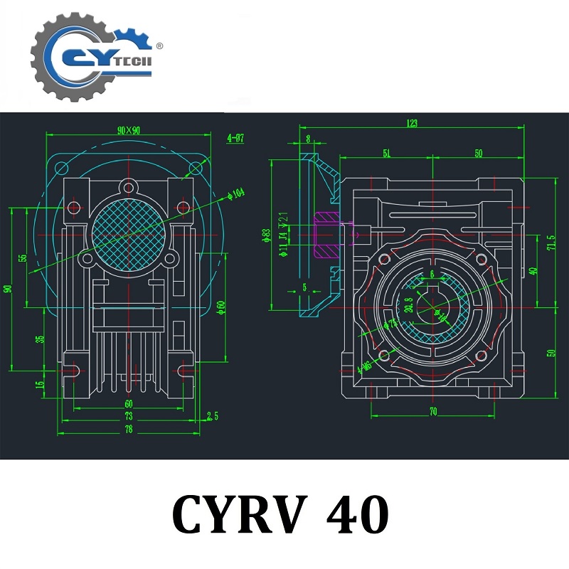 CHENYUE Worm Gearbox Reducer NMRV 040 CY Series Input 14/11/9mm Output 18mm Speed Ratio from 5:1 to 100:1 Free Maintenance