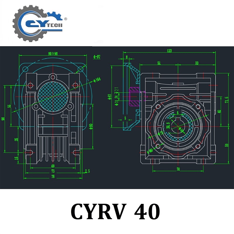 CHENYUE NMRV040 CY Series Worm Gearbox Worm Gear Reducer  Input 14/11/9mm, Output 18mm, Speed Ratio 5:1 to 100:1, Free Maintenance