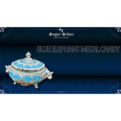 Silver Plated Blue Elephant Metal Candy Box - Feature: Durable