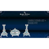 Silver Plated Candle Stand Set And Sugar Pot