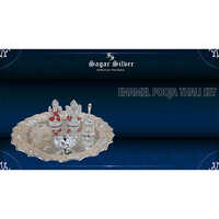 Silver Plated Enamel Pooja Thali Set