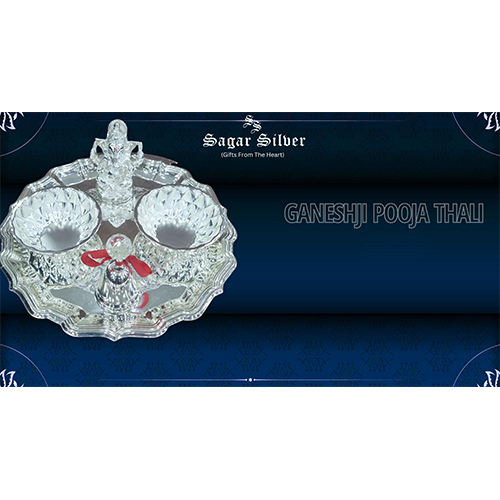 Sliver Plated Ganesh Ji Pooja Thali - Color: Silver