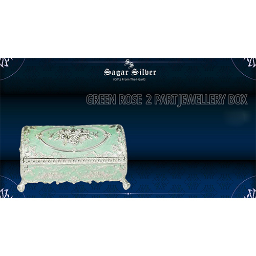 Silver Plated Green Rose 2 Part Jewellery Box - Feature: Durable