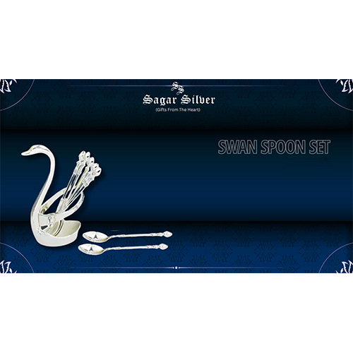 Silver Plated Swan Spoon Set - Material: Metal