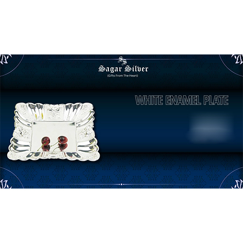 Silver Plated White Enamel Plate