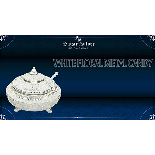 Silver Plated White Floral Metal Candy Box - Regional Style: Indian