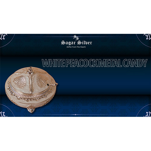 Silver Plated  White Peacock Metal Candy Box