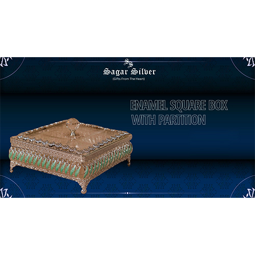 Silver Plated Enamel Square Box With Partition - Feature: Durable
