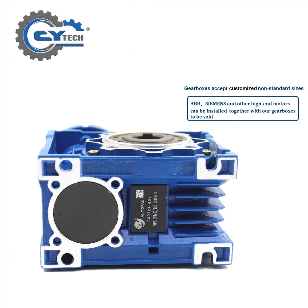 Chenyue Worm Gearbox Nmrv050 Input 14/11/19mm Output 25mm Speed Ratio From 5:1 To 100:1 Free Maintenance For Industrial Applications - Color: Blue