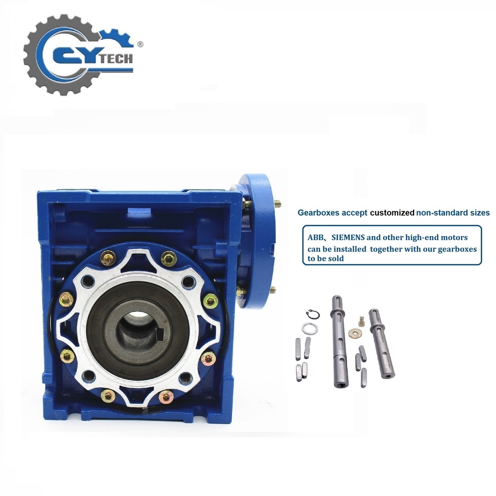 Chenyue Worm Gearbox Nmrv050 Input 14/11/19mm Output 25mm Speed Ratio From 5:1 To 100:1 Free Maintenance For Industrial Applications - Color: Blue