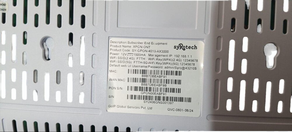 Sy-gpon-4010-ax3000 - Plastic, Standard Size | Dual-mode Xpon Device With 3000mbps Wifi 6, 2.5g Lan Port, And Qos Guarantees