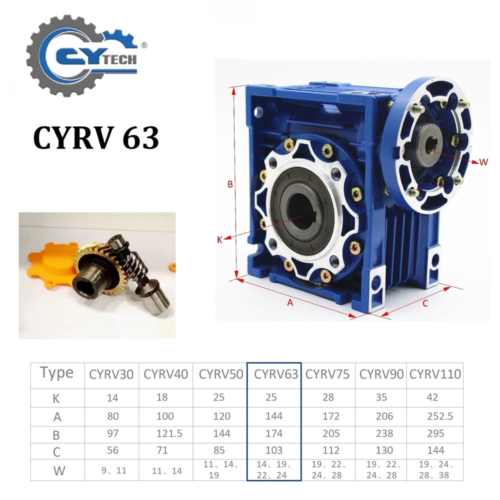 Chenyue Worm Gear Reducer Nmrv063 Nmrv 63 Input 14/11/19mm Output 25mm Speed Ratio From 5:1 To 100:1 Speed Reducer Reduction Box - Color: Blue