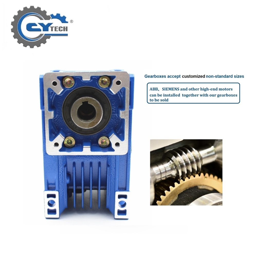 CHENYUE Worm Gear Reducer NMRV063 NMRV 63 Input 14/11/19mm Output 25mm Speed Ratio from 5:1 to 100:1 Speed Reducer Reduction Box