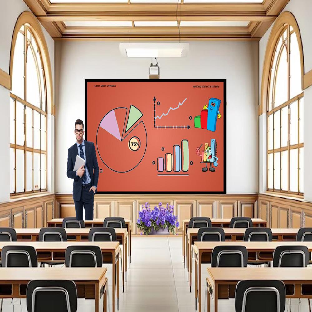 MAGNETIC GLASS WRITING BOARD SUNNY ORANGE WITH BLACK FRAME