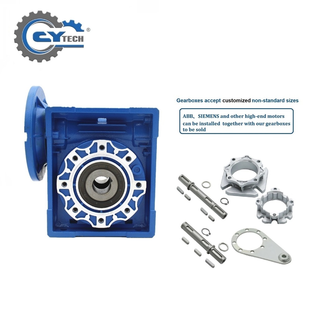 CHENYUE NMRV 75 Worm Gearbox Reducer, Sliver Housing, Input 19/22/24/28 mm, Output 28 mm, 5:1 to 100:1 Ratios, Reliable Industrial Gearboxes, Maintenance Free Design
