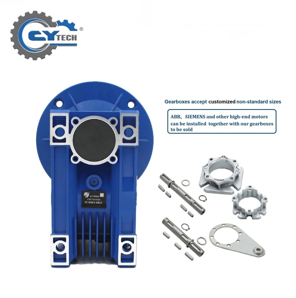 Chenyue Worm Gearbox Reducer Nmrv 90 Sliver Suppliers Input19/22/24/28mm Output 35mm Speed Ratio From 5:1 To 100:1 Free Maintenance - Color: Blue
