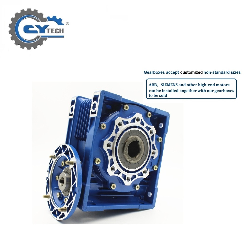 Chenyue Worm Gearbox Reducer Nmrv 90 Sliver Suppliers Input19/22/24/28mm Output 35mm Speed Ratio From 5:1 To 100:1 Free Maintenance - Color: Blue