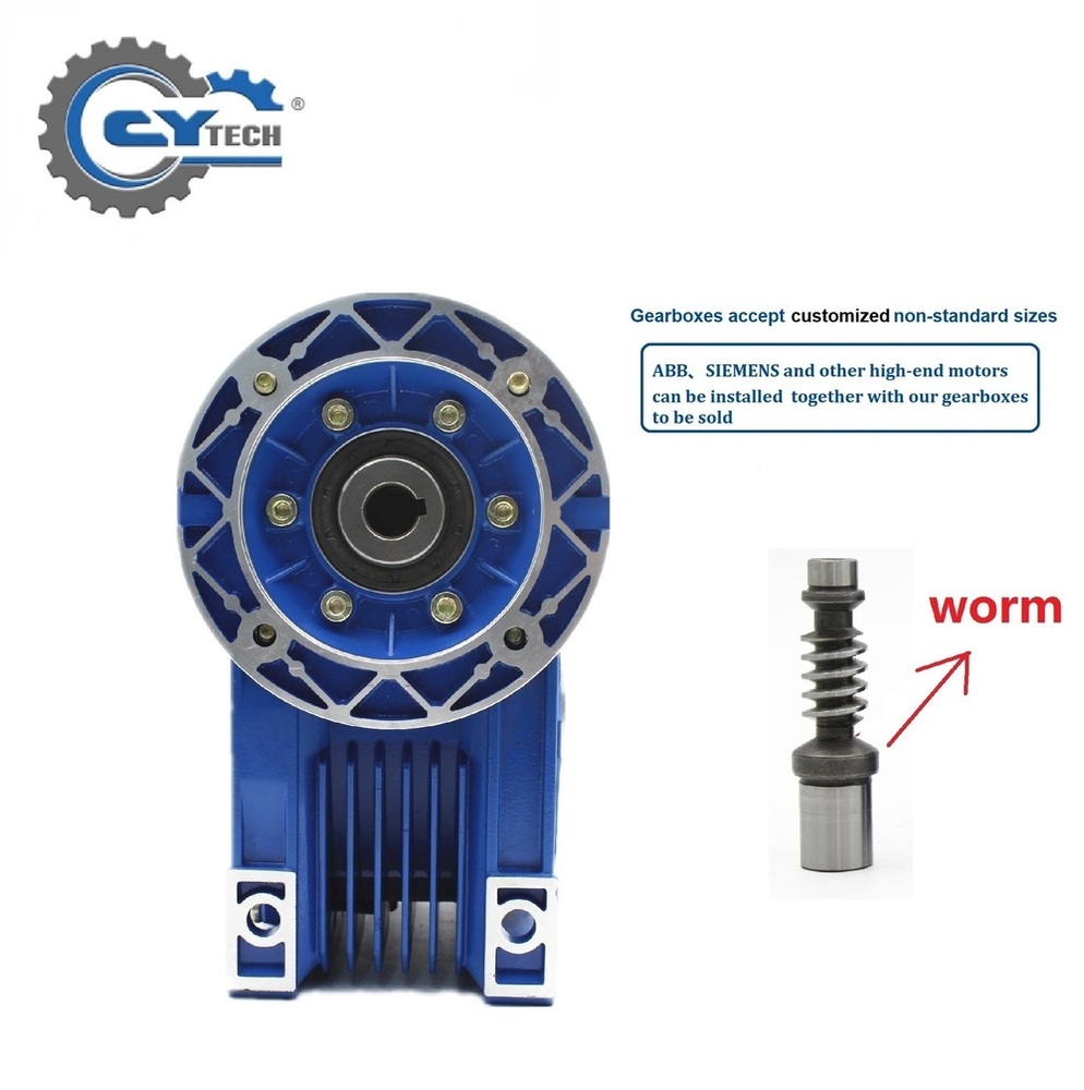 Chenyue Worm Gearbox Reducer Nmrv 90 Sliver Suppliers Input19/22/24/28mm Output 35mm Speed Ratio From 5:1 To 100:1 Free Maintenance - Color: Blue