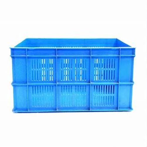 Perforated Crates - Plastic, 300X200X120 mm, Blue | Solid Box Style, Sturdy Deck, Ideal for Storing Perishable Items