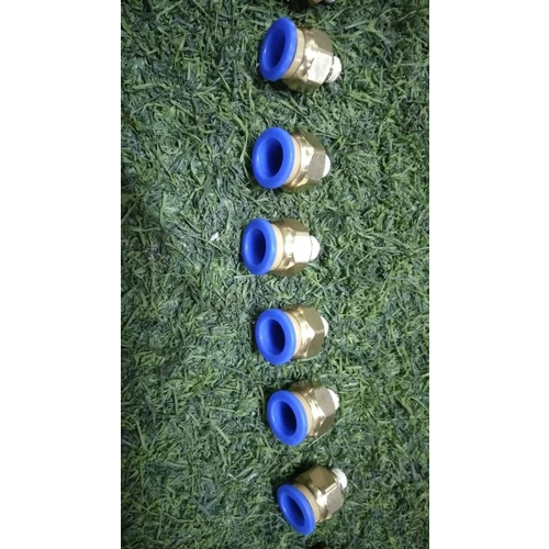 SS Pneumatic Connector - Stainless Steel, 1/2 Inch, Silver and Blue | Round-Shaped, High-Pressure Hydraulic Pipe Connector