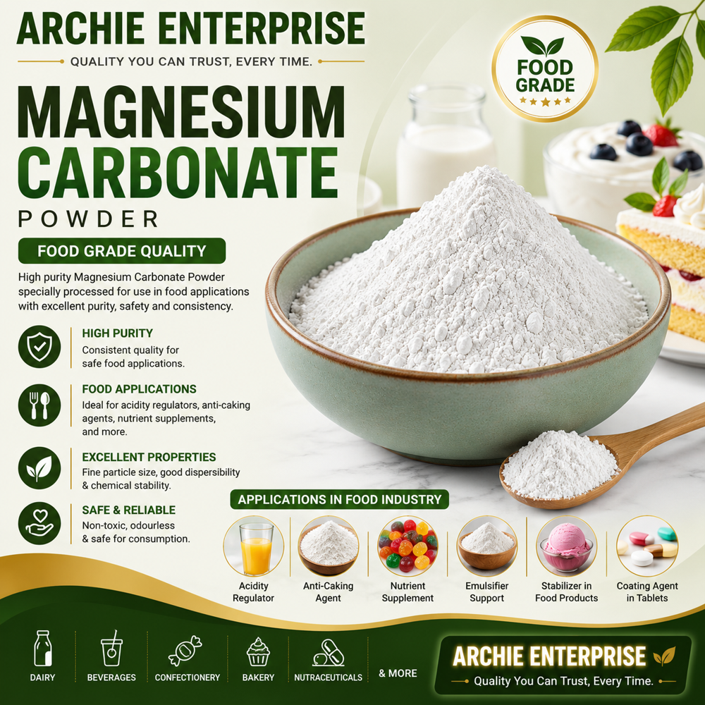 Magnesium Carbonate Powder - White, Fine Powder | Multi-Purpose Absorbent for Health, Cosmetics, and Industrial Applications