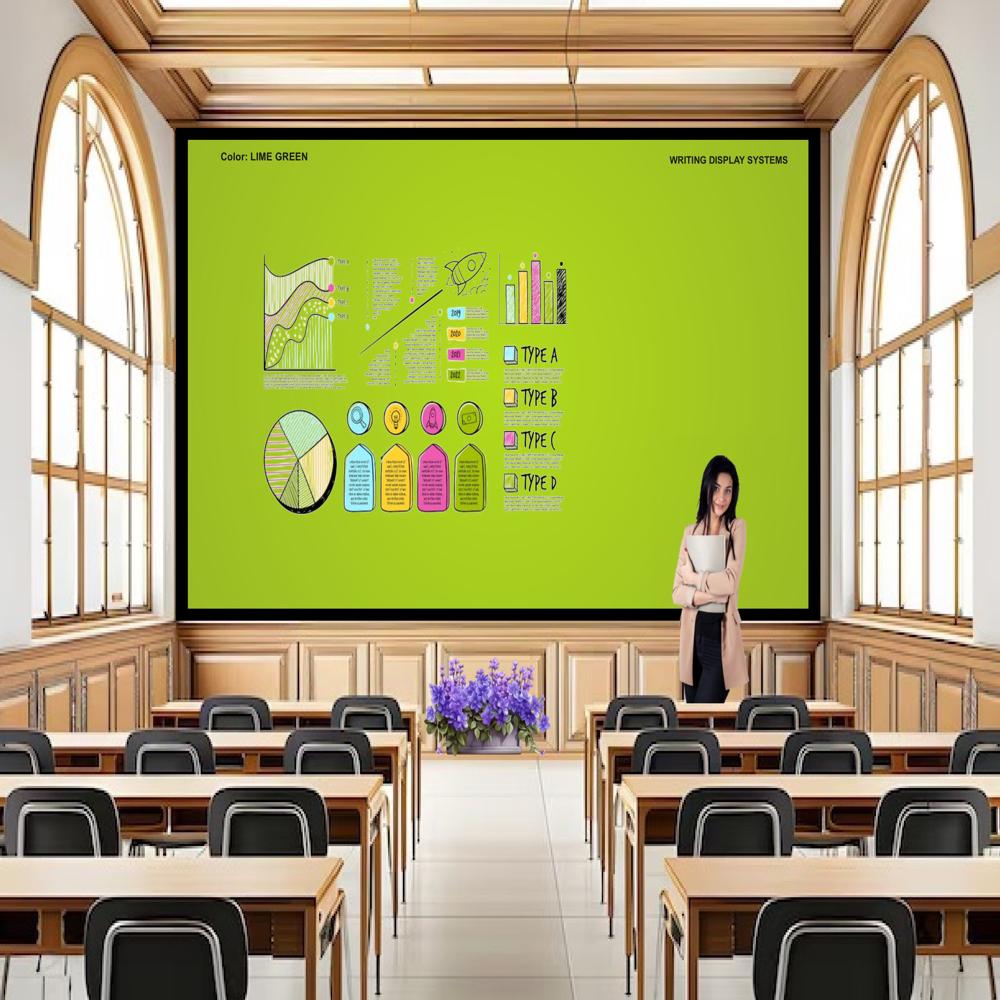 Magnetic Glass Writing Board Lime Green With Black Frame - Application: Industrial