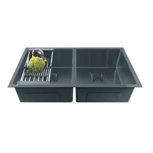 SJE 126 Double Bowl Black Imposted Kitchen Sinks