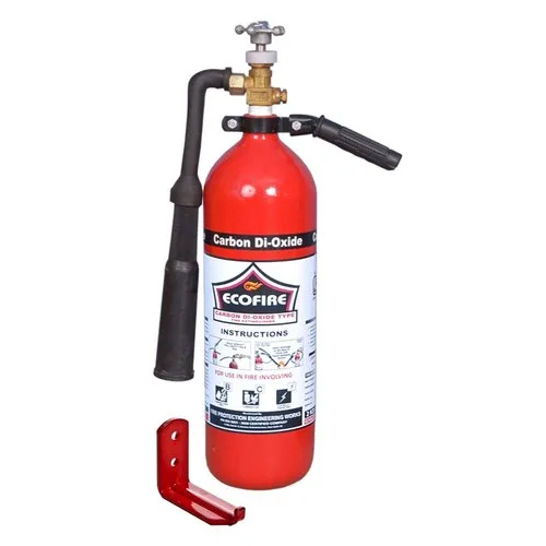 2 Kg CO2 Gas Type Fire Extinguisher - Cast Iron, Lightweight Red Design | Ideal for Industrial Use, Effective on Flammable Liquids & Electrical Equipment, Warranty Included