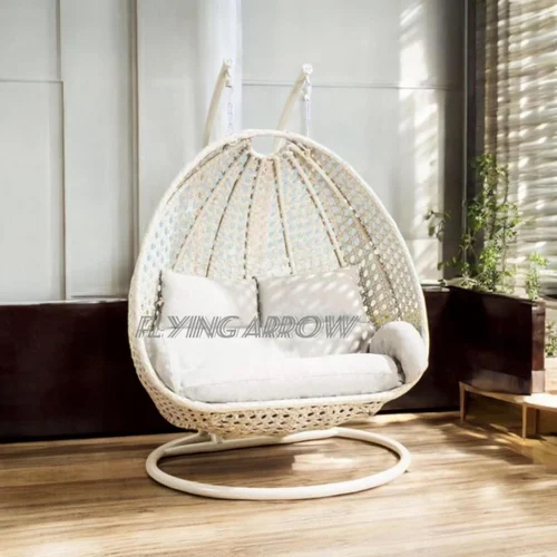 Flying Arrow Outdoor Furniture Double Seater Swing, Beautiful Swing with Stand. (White with White)