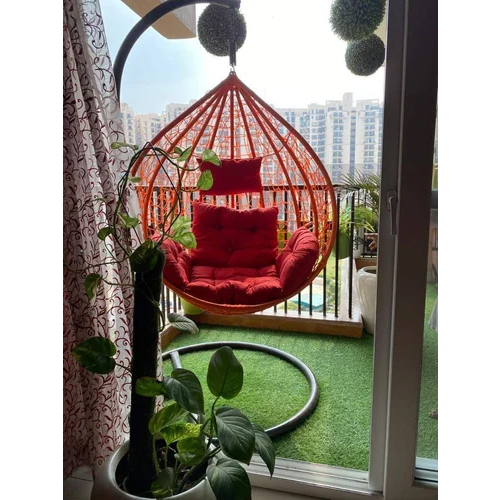 Single Seater Swing, Beautiful Swing with Stand (Red Swing with Red Cushion)